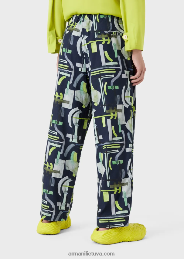 vyrų modelis Armani viso rašto liocelio mišinio surišamos kelnės 02482X1367