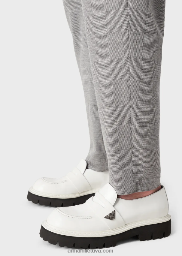 vyrų pilka Armani Velso princo eukalipto vilnos mišinio trikotažo kelnės 02482X1486