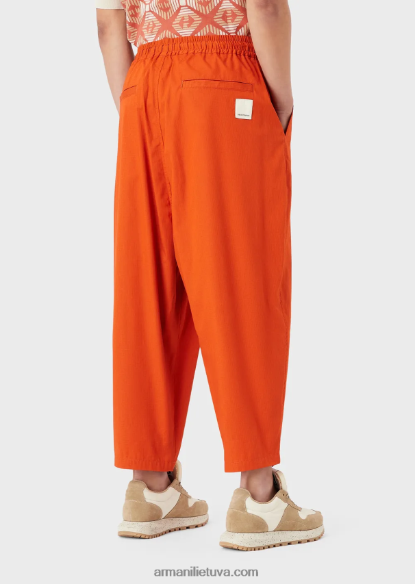 vyrų raudona Armani tvarios kolekcijos ekologiškos ripstop 7/8 raištelių kelnės 02482X1517