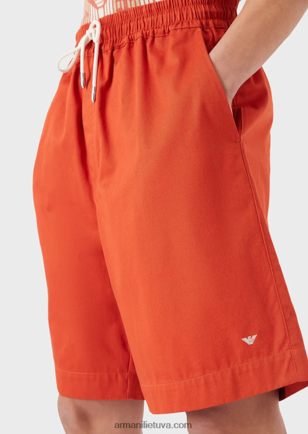 vyrų raudona Armani tvarios kolekcijos organiniai ruoželiniai negabaritiniai šortai su raišteliu 02482X1519