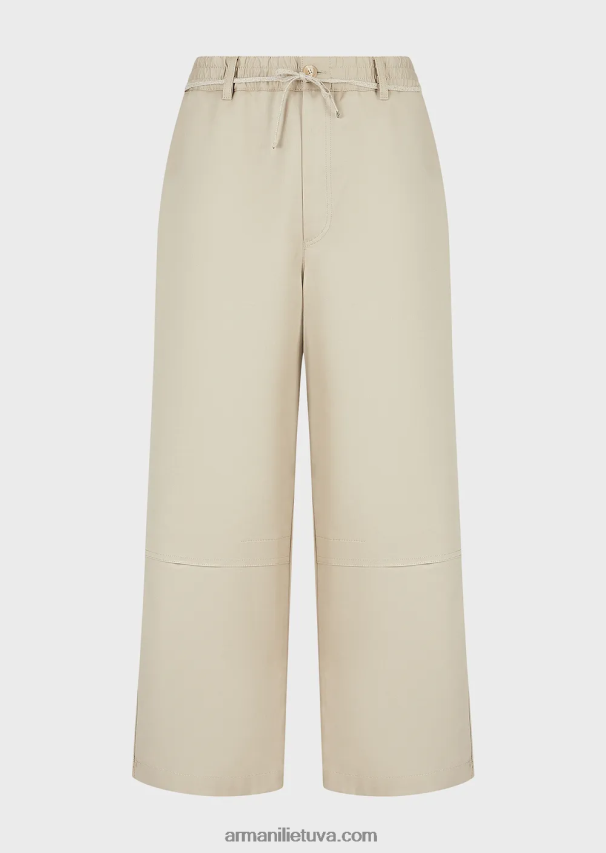 vyrų smėlio spalvos Armani Dvigubi gabardino kulotai su virviniu diržu 02482X1491