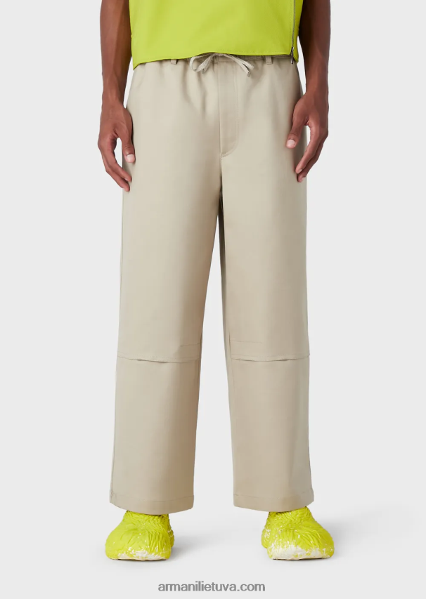 vyrų smėlio spalvos Armani Dvigubi gabardino kulotai su virviniu diržu 02482X1491