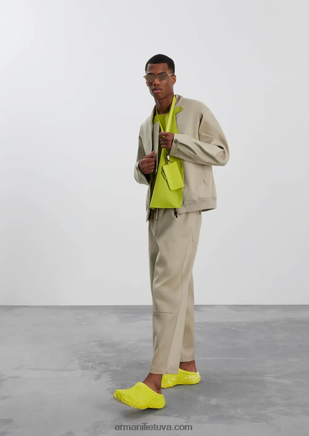 vyrų smėlio spalvos Armani Dvigubi gabardino kulotai su virviniu diržu 02482X1491