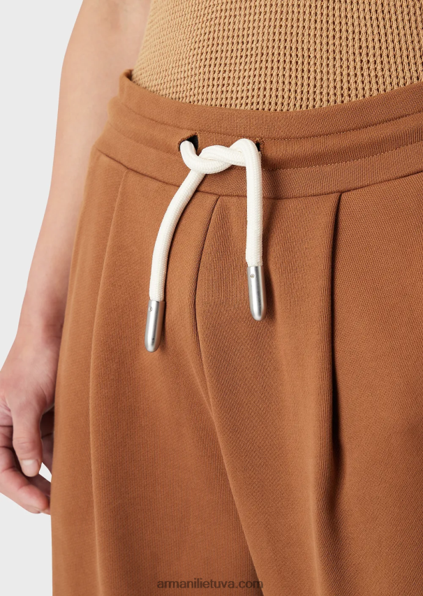 vyrų smėlio spalvos Armani tvarios kolekcijos glotnios apdailos ekologiški džersio ir vilnos bėgikai 02482X1435