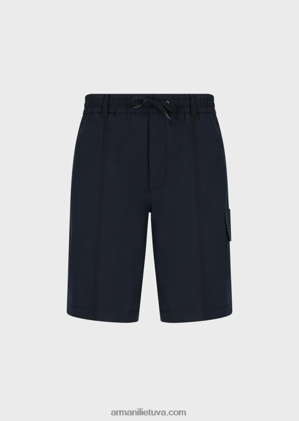 vyrų tamsiai mėlyna Armani Pima poplin raišteliai cargo board šortai 02482X1479