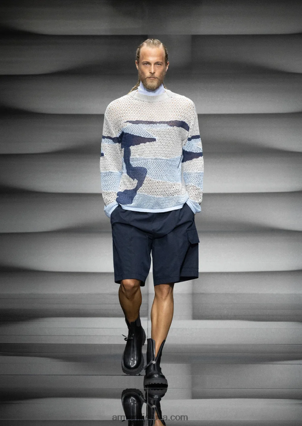 vyrų tamsiai mėlyna Armani Pima poplin raišteliai cargo board šortai 02482X1479