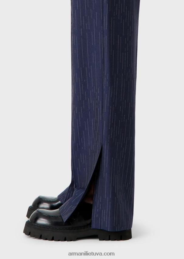 vyrų tamsiai mėlyna Armani chinos iš fil coupe dryžuoto džinsinio efekto audinio 02482X1456