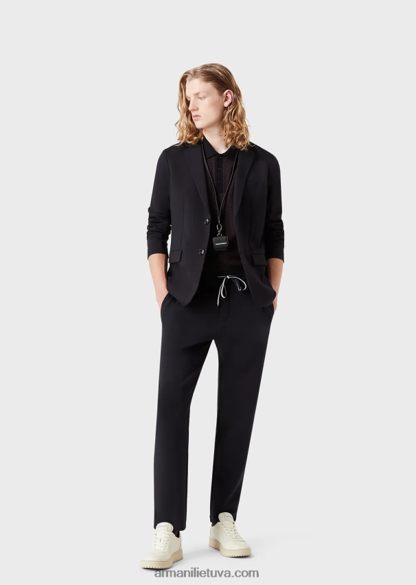 vyrų tamsiai mėlyna Armani dvigubi megztiniai bėgikai su kišene 02482X1396