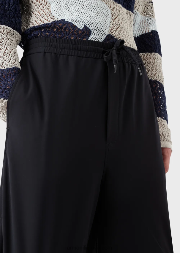 vyrų tamsiai mėlyna Armani dvipusės tamprios techninės nailoninės kelnės su elastingais rankogaliais 02482X1402