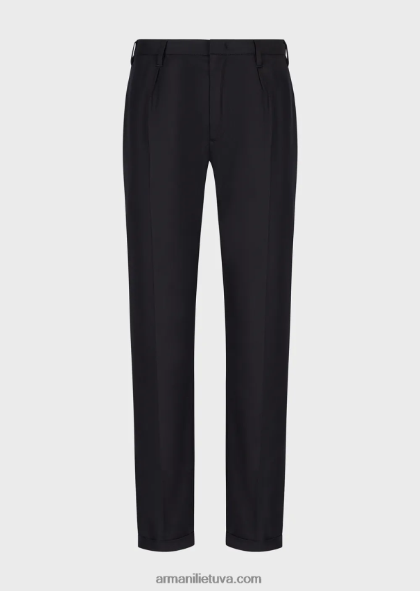 vyrų tamsiai mėlyna Armani lengvi liocelio mišinio satino chinos 02482X1497