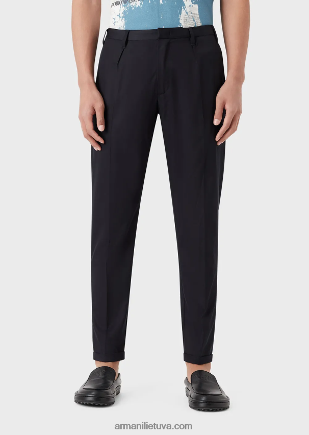 vyrų tamsiai mėlyna Armani lengvi liocelio mišinio satino chinos 02482X1497