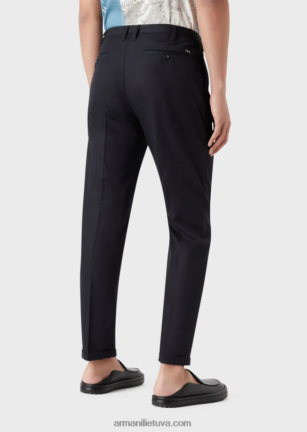 vyrų tamsiai mėlyna Armani lengvi liocelio mišinio satino chinos 02482X1497