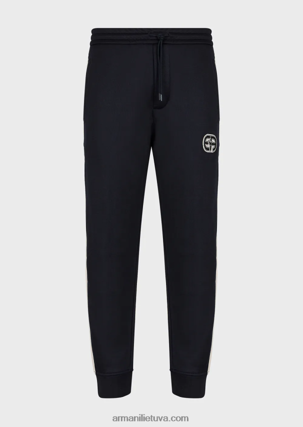 vyrų tamsiai mėlyna Armani megztiniai bėgikai su lopais ir juostelėmis 02482X1378