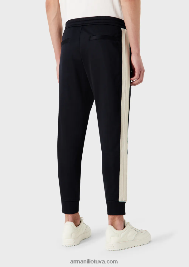 vyrų tamsiai mėlyna Armani megztiniai bėgikai su lopais ir juostelėmis 02482X1378