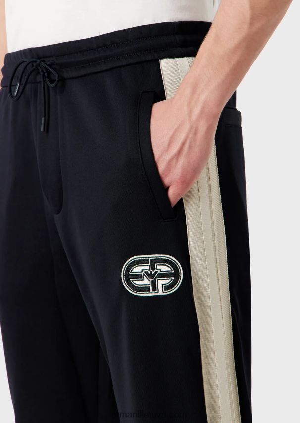 vyrų tamsiai mėlyna Armani megztiniai bėgikai su lopais ir juostelėmis 02482X1378