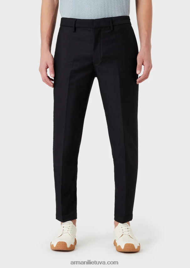 vyrų tamsiai mėlyna Armani trikotino efekto marškinėliai 02482X1476