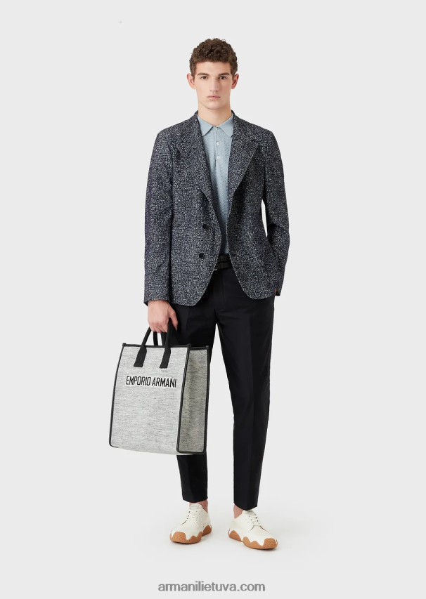 vyrų tamsiai mėlyna Armani trikotino efekto marškinėliai 02482X1476