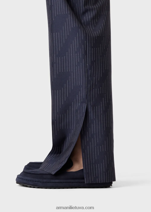 vyrų vidurnakčio mėlyna Armani chinos iš fil coupe dryžuoto džinsinio efekto audinio 02482X1494