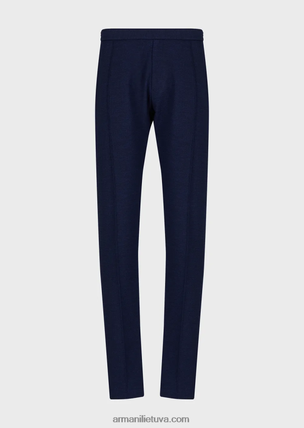 vyrų vidurnakčio mėlyna Armani margintos techninės seersucker kelnės su elastiniu juosmeniu 02482X1473