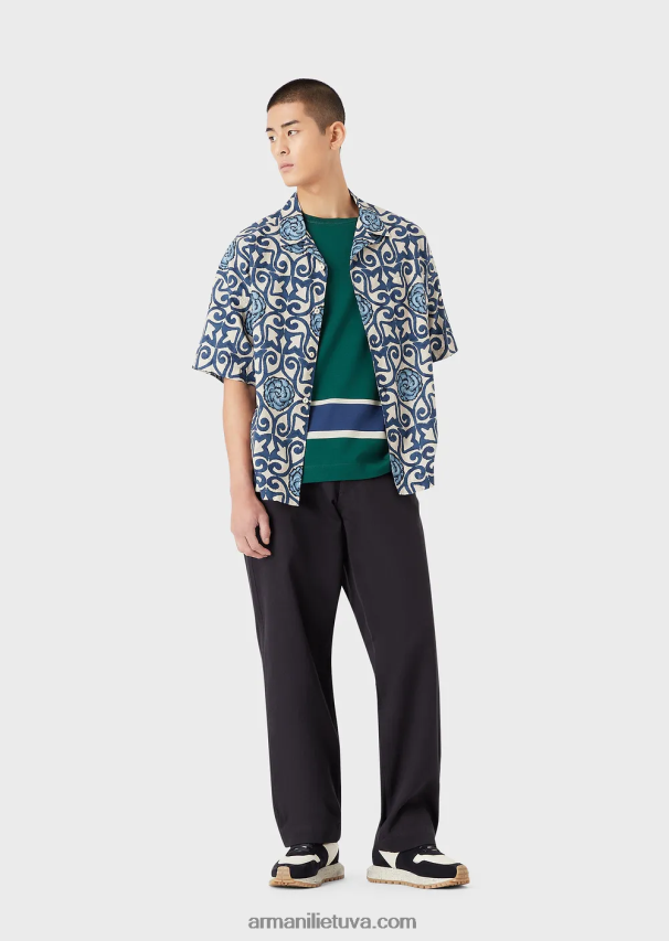 vyrų vidurnakčio mėlyna Armani tvarios kolekcijos ekologiškos jaučio kelnės 02482X1515