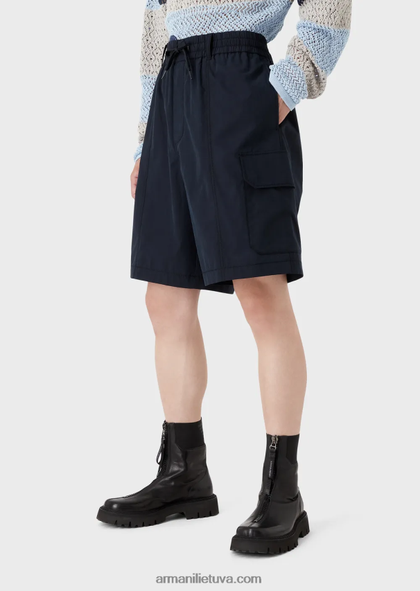vyrų šviesiai pilka Armani Pima poplin raišteliai cargo board šortai 02482X1478