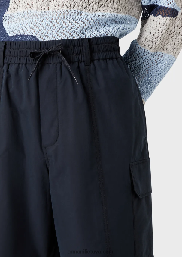 vyrų šviesiai pilka Armani Pima poplin raišteliai cargo board šortai 02482X1478