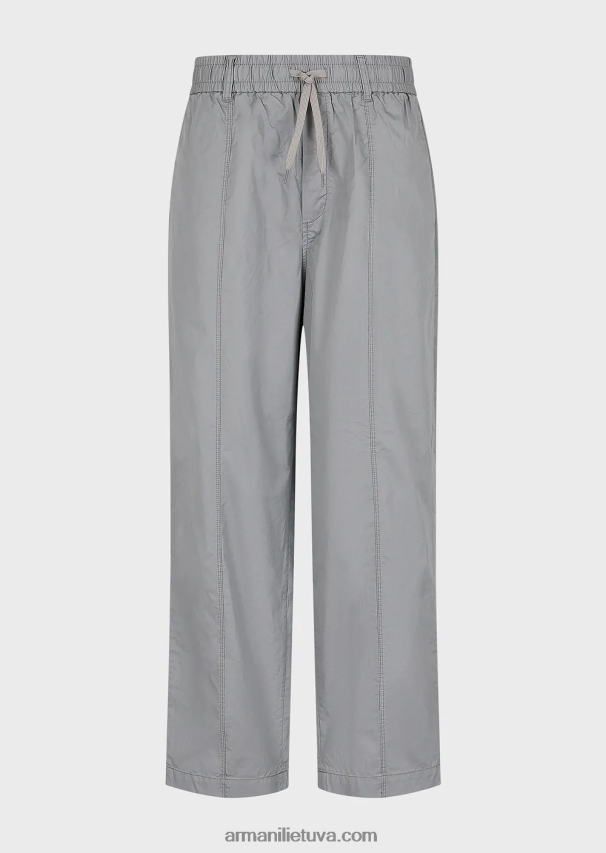vyrų šviesiai pilka Armani Pima poplino raištelių kelnės 02482X1471
