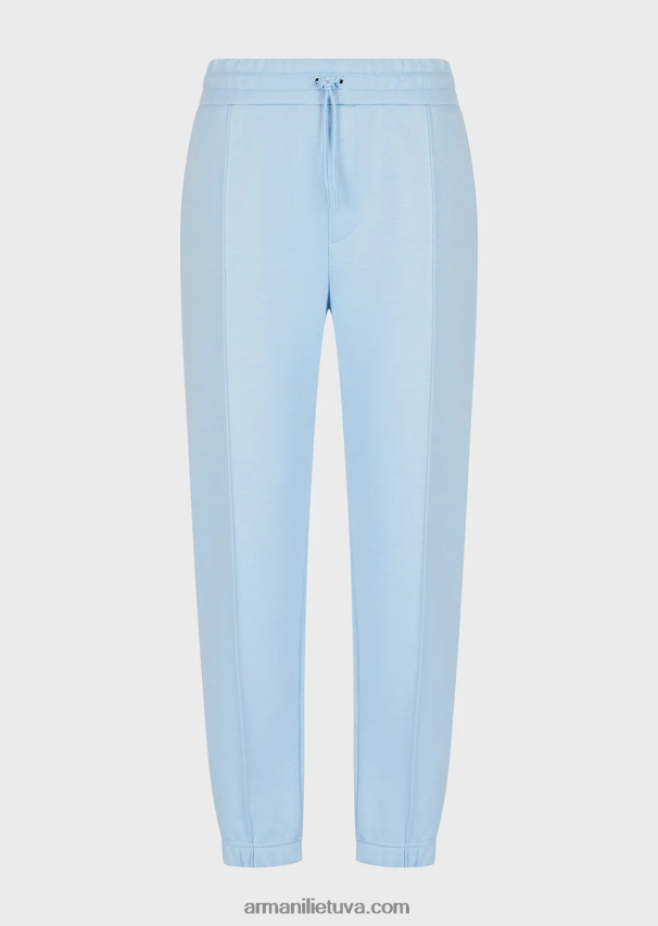 vyrų žydros spalvos Armani Modaliniai megztiniai bėgikai su briaunomis 02482X1411