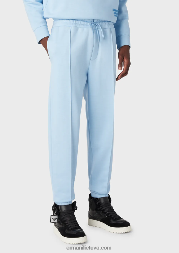 vyrų žydros spalvos Armani Modaliniai megztiniai bėgikai su briaunomis 02482X1411