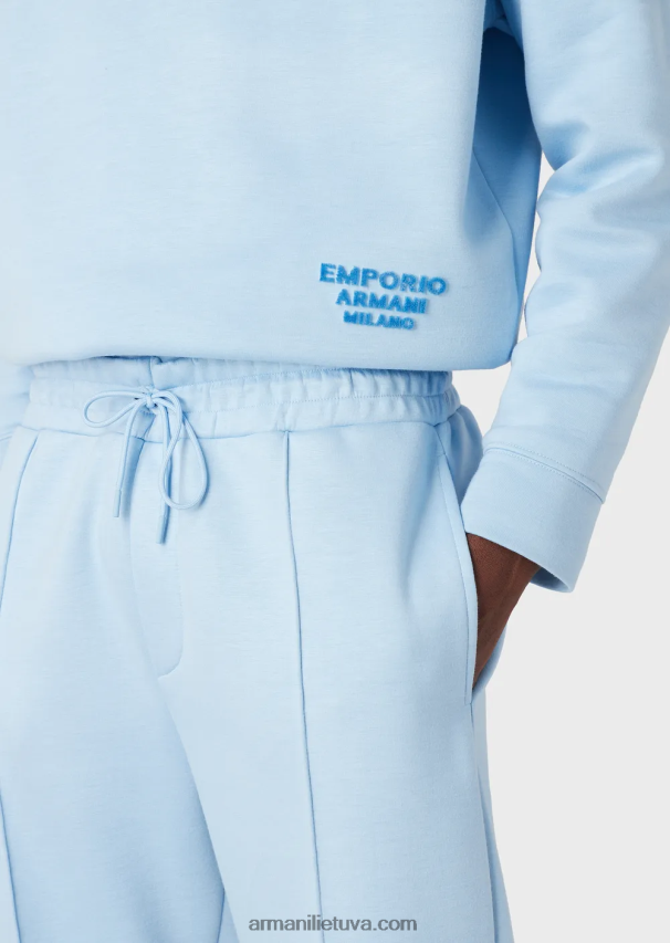 vyrų žydros spalvos Armani Modaliniai megztiniai bėgikai su briaunomis 02482X1411