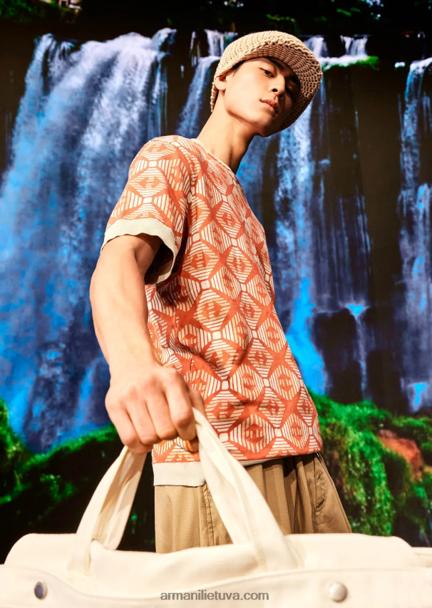 vyrųArmani tvarios kolekcijos ekologiškas žakardo megztinis su kolekcijos raštu 02482X1684