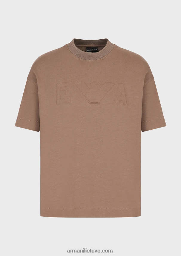 vyrų balandis pilkas Armani sunkūs džersio marškinėliai su per dideliu reljefiniu logotipu 02482X1636