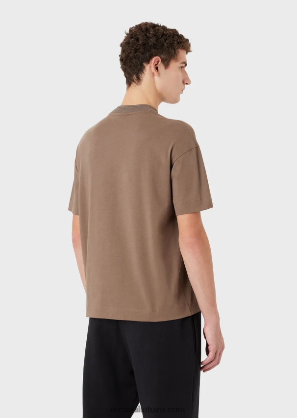 vyrų balandis pilkas Armani sunkūs džersio marškinėliai su per dideliu reljefiniu logotipu 02482X1636