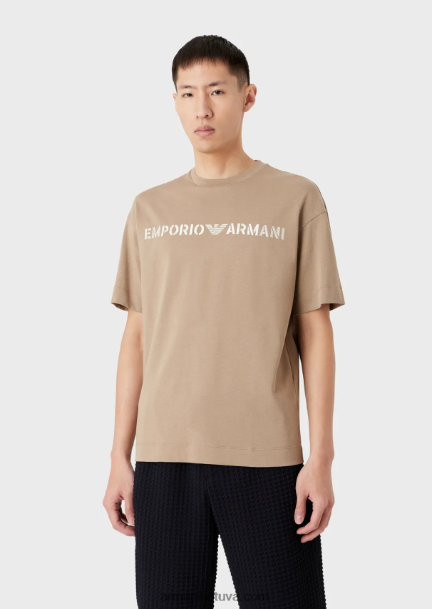 vyrų balandis pilkassunkūs džersio marškinėliai su emporio armani siuvinėjimais kariniu šriftu 02482X1622