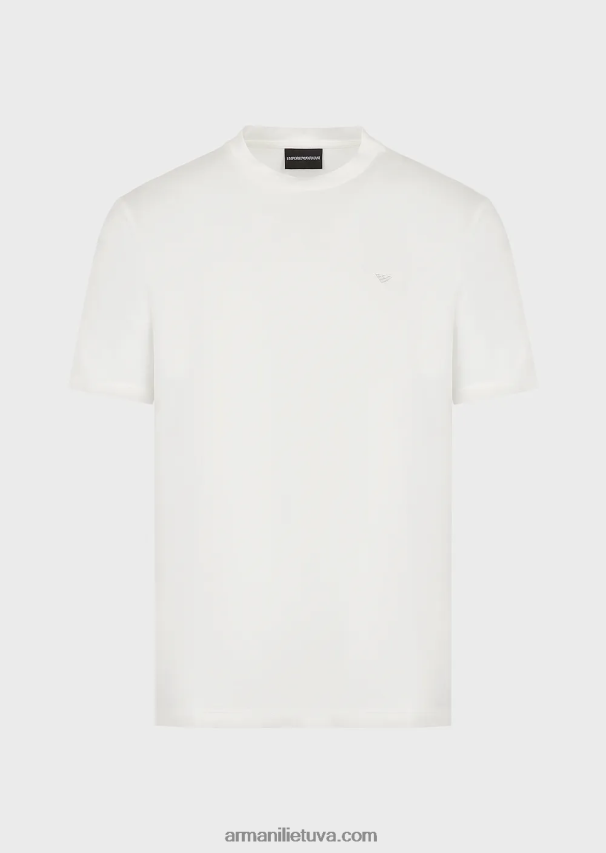 vyrų baltas Armani Kelionių reikmenys Tencel-blend jersey marškinėliai 02482X1637