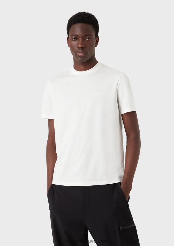vyrų baltas Armani Kelionių reikmenys Tencel-blend jersey marškinėliai 02482X1637