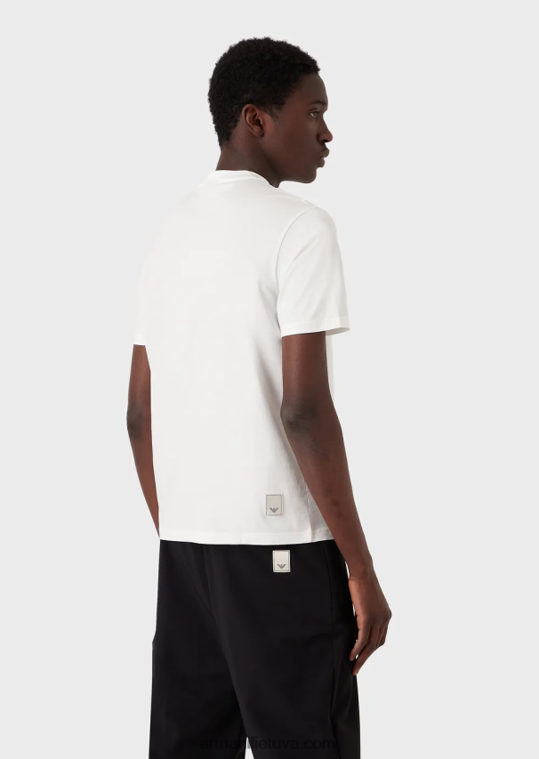 vyrų baltas Armani Kelionių reikmenys Tencel-blend jersey marškinėliai 02482X1637