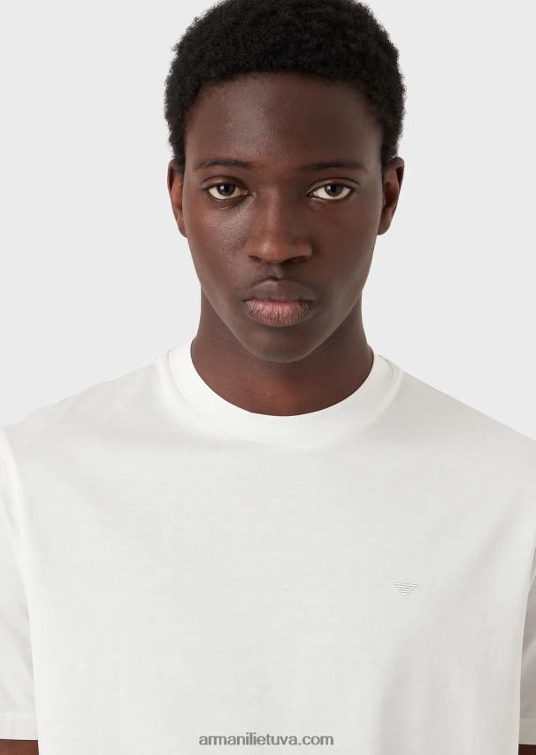 vyrų baltas Armani Kelionių reikmenys Tencel-blend jersey marškinėliai 02482X1637