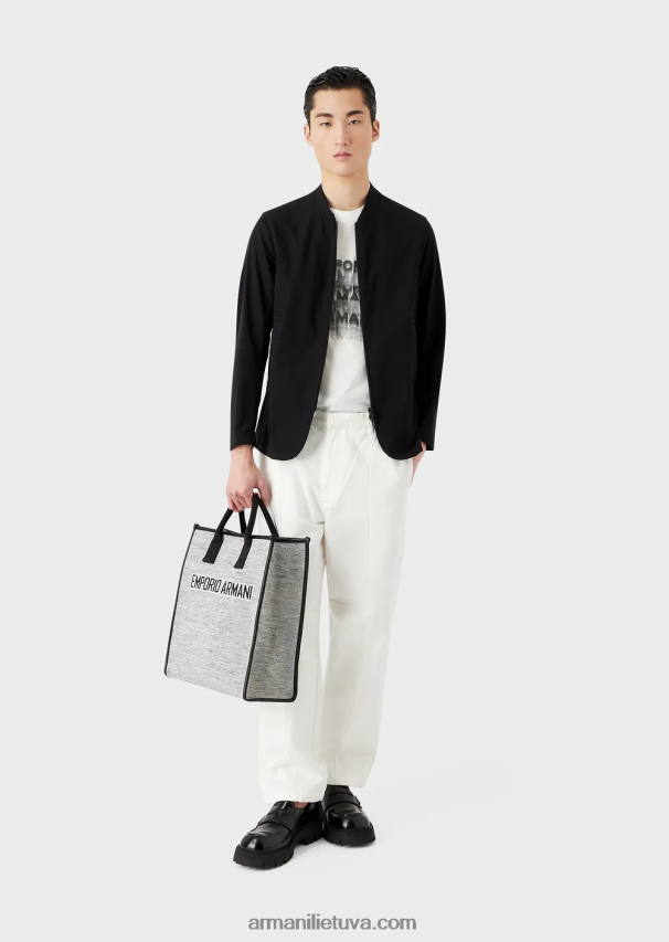 vyrų baltas Armani Pima jersey marškinėliai su 80-ųjų efekto logotipu 02482X1645