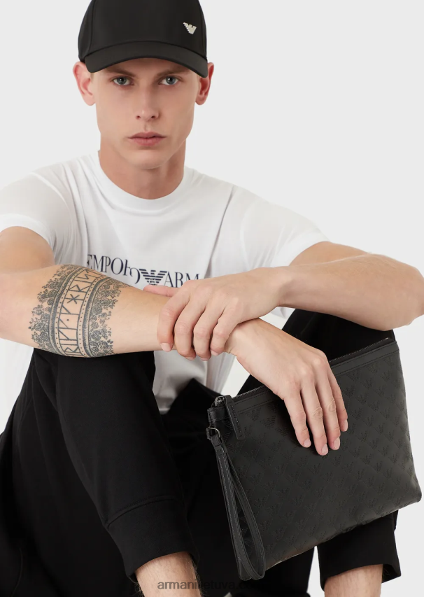 vyrų baltas Armani Pima jersey marškinėliai su logotipu 02482X1703