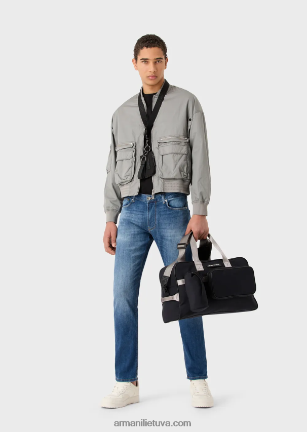 vyrų baltas Armani Tencel-blend džersio marškinėliai su logotipo siuvinėjimu ant iškirptės 02482X1667