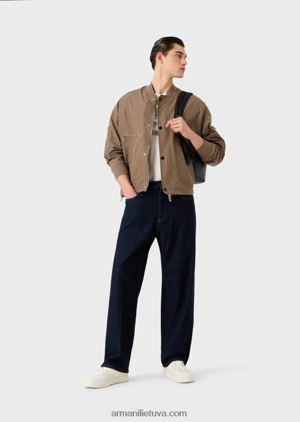 vyrų baltas Armani Tencel-blend džersio marškinėliai su per dideliu išsiuvinėtu logotipu 02482X1606