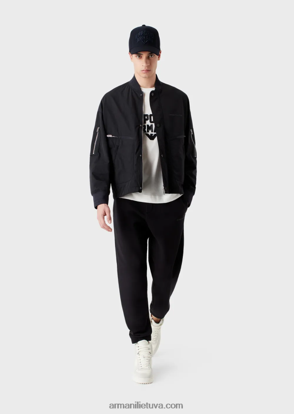 vyrų baltas Armani Tencel-blend džersio marškinėliai su ryškiu logotipo siuvinėjimu 02482X1612