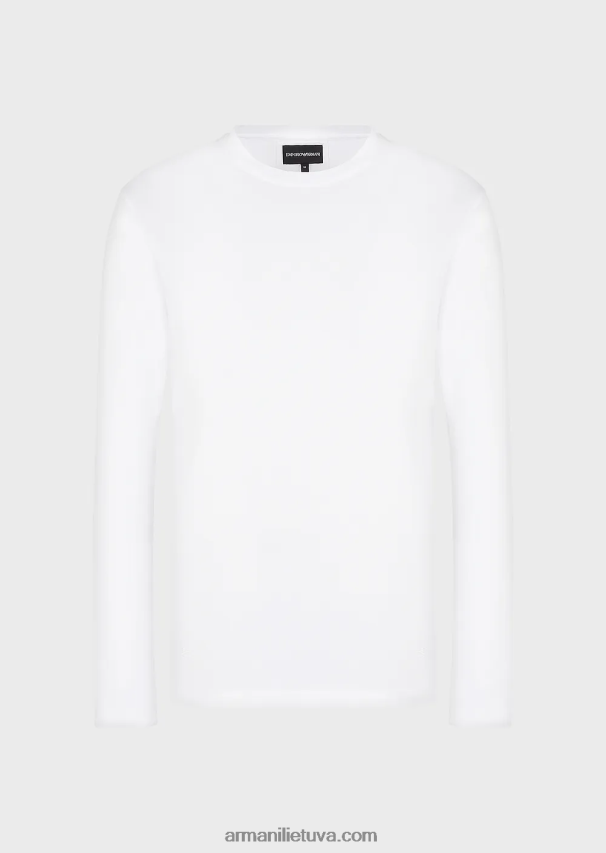 vyrų baltas Armani Tencel mišinio džemperis 02482X1727