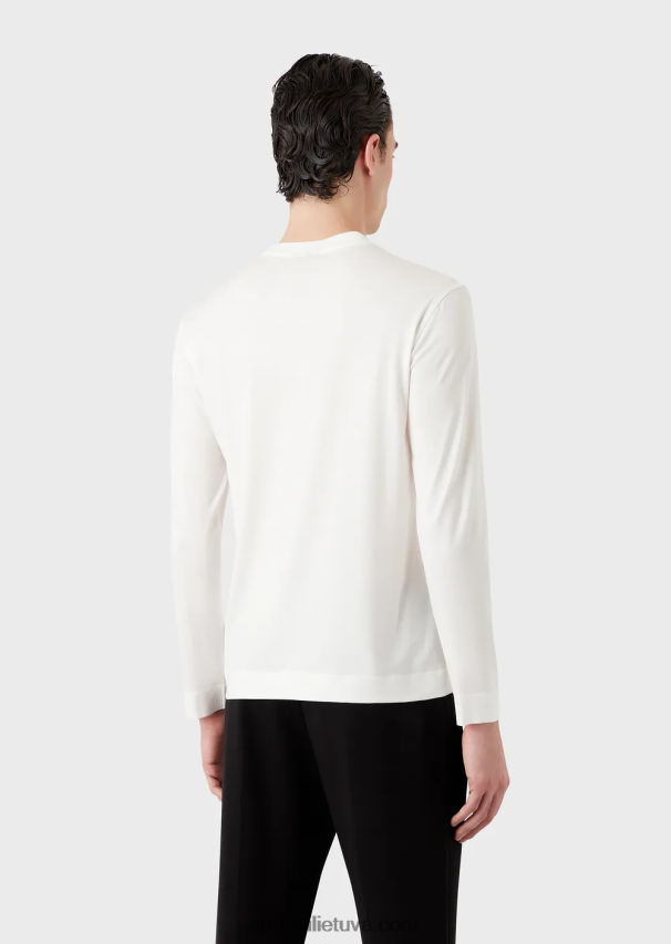 vyrų baltas Armani Tencel mišinio džemperis su triušiuku 02482X1659