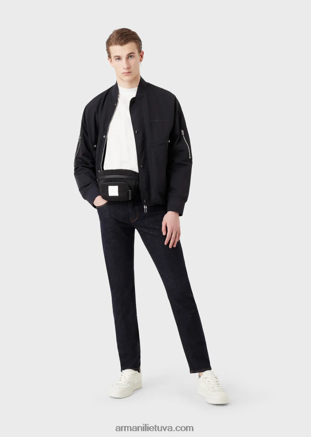 vyrų baltas Armani laisvi marškinėliai iš tencel mišinio megztinio 02482X1662