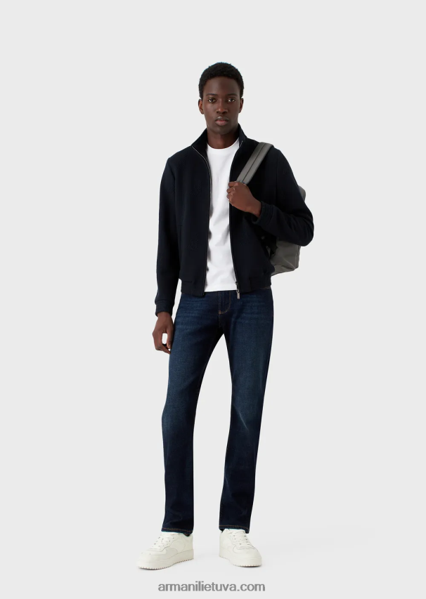 vyrų baltas Armani marškinėliai su žakardo logotipu 02482X1696