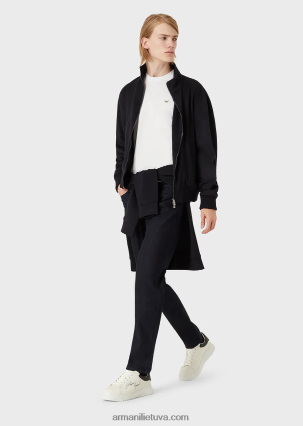 vyrų baltas Armani marškinėliai supima su mikro erelio lopinėliu 02482X1731