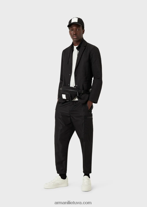 vyrų baltas Armani merserizuoti marškinėliai su kontrastingu erelio lopiniu 02482X1616