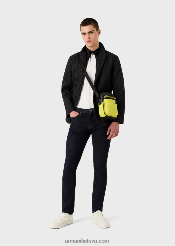 vyrų baltas Armani sunkūs džersio marškinėliai su per dideliu reljefiniu logotipu 02482X1635